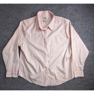LL Bean Shirt Womens XLarge Pink Oxford Button Up Long Sleeves Vintage 90s EUC
